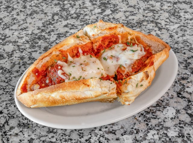 Meatball Parmigiana Sandwich.