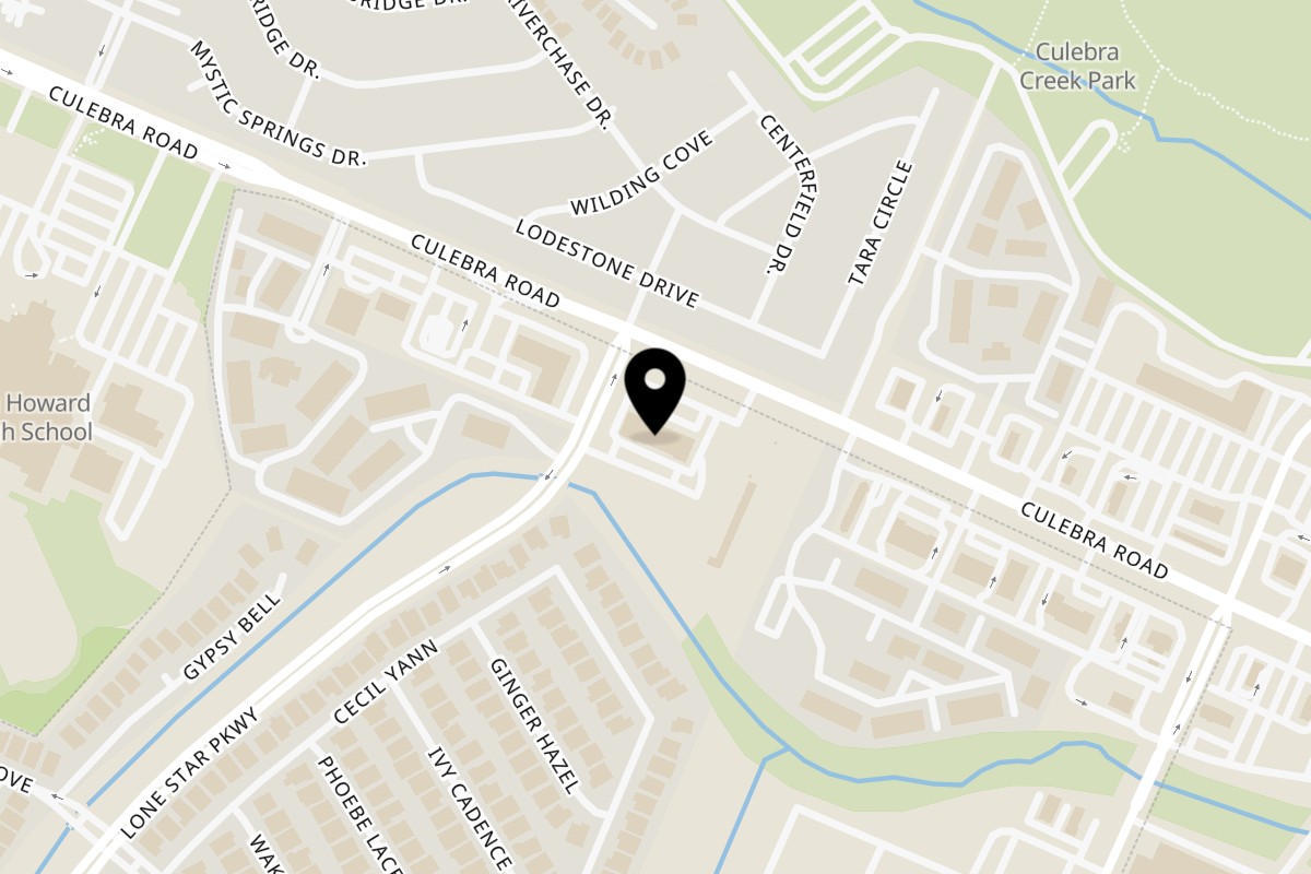 Map showing the location of 46th St. New York Style Pizzeria Alamo Ranch on 11282 Culebra Rd #113 in San Antonio